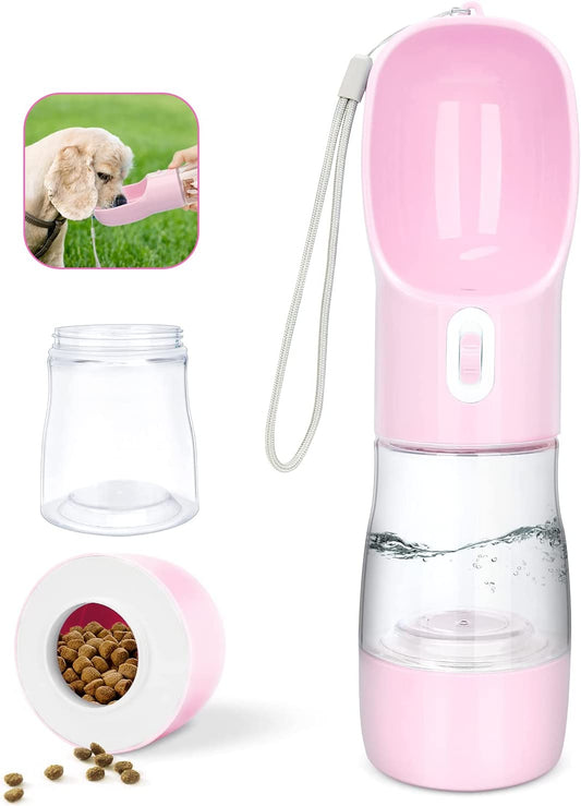 Dog Water Bottle & Food Dispenser, Portable, Leak-Proof, Lightweight, Easy to Clean, Perfect for Walking & Traveling
